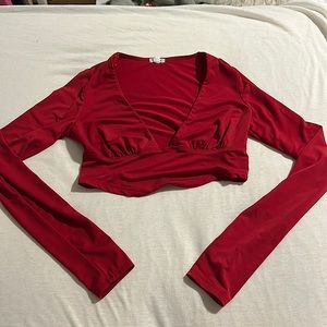 Low cut, long sleeve, crop top